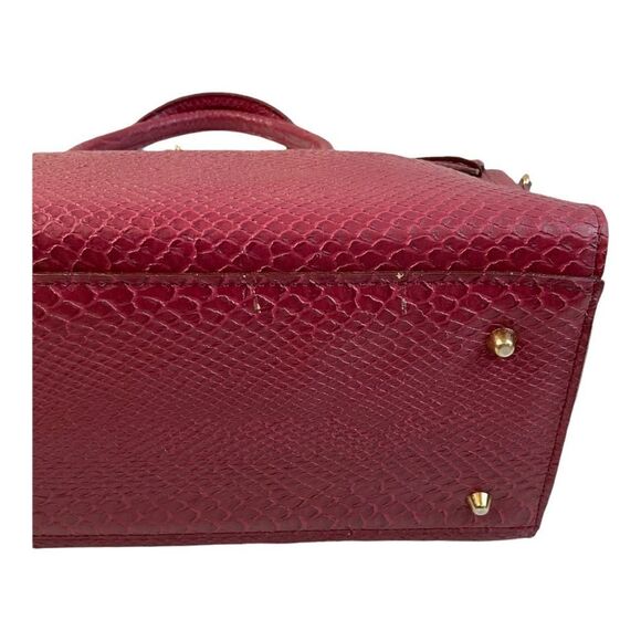 GUNAS NEW YORK Women's HERMIT Burgundy Vegan Leather Double handle Handbag. - Picture 8 of 13